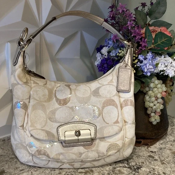 Coach Kristen Iridescent Sequins Tan Shoulder Bag Purse✨✨ - Picture 1 of 10